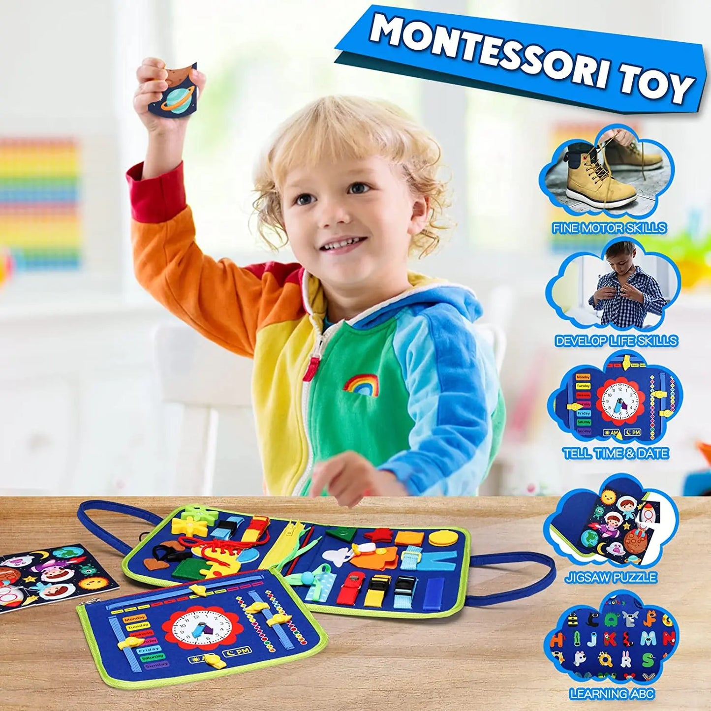 Estuche de actividades sensoriales y de desarrollo de habilidades - Montessori